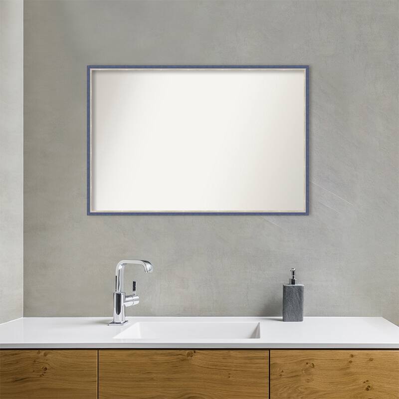 Theo Narrow Non-Beveled Wood Framed Bathroom Vanity Wall Mirror