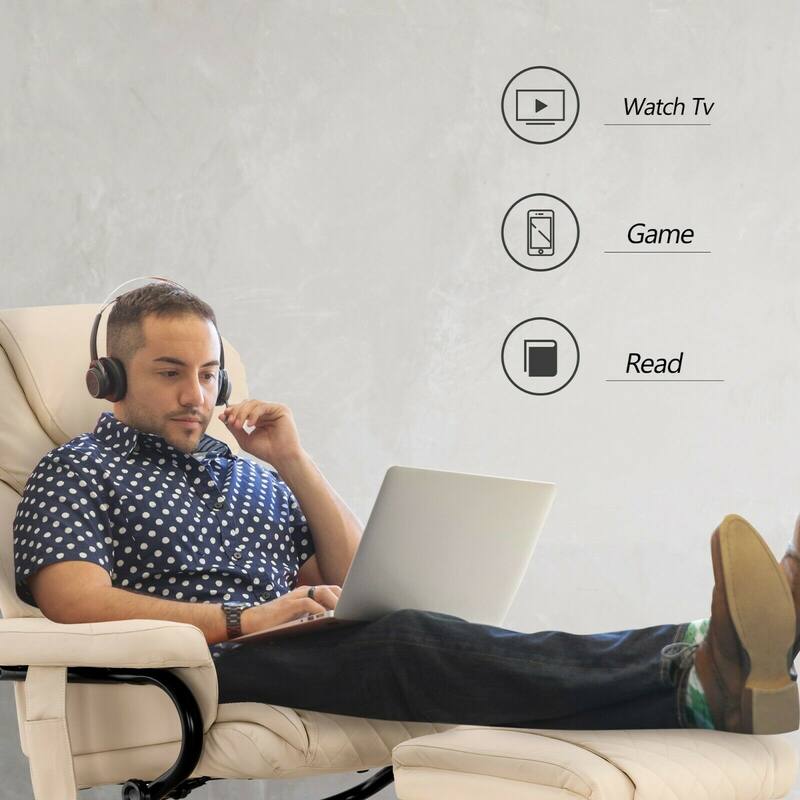 MCombo Faux Leather Swivel Massage Recliner with ottoman