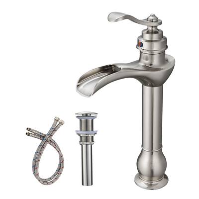 Waterfall One Hole Bathroom Sink Faucet with Drain