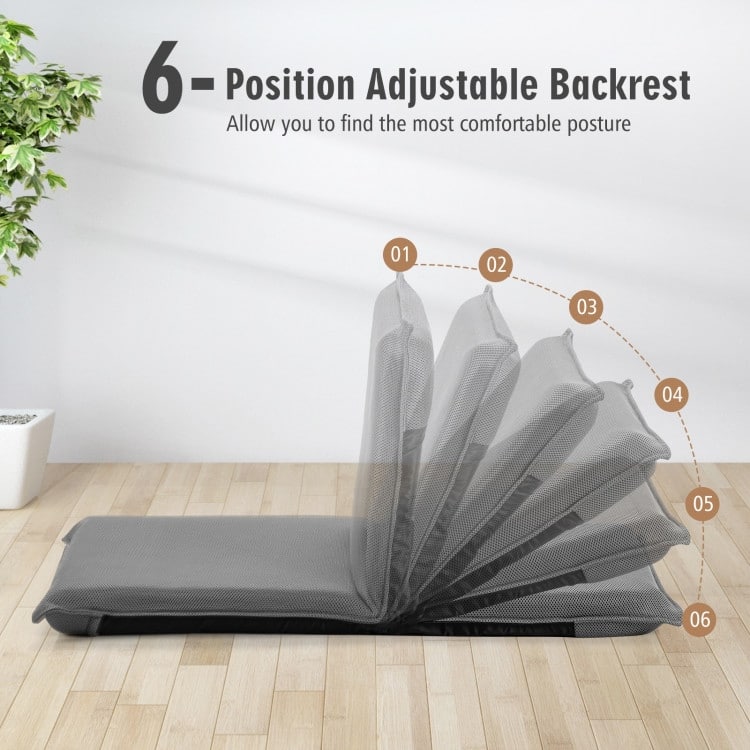 Adjustable 6-Position Folding Lazy Sofa Chair with Soft Cushion for Comfort - 39.5" x 18" x 3"
