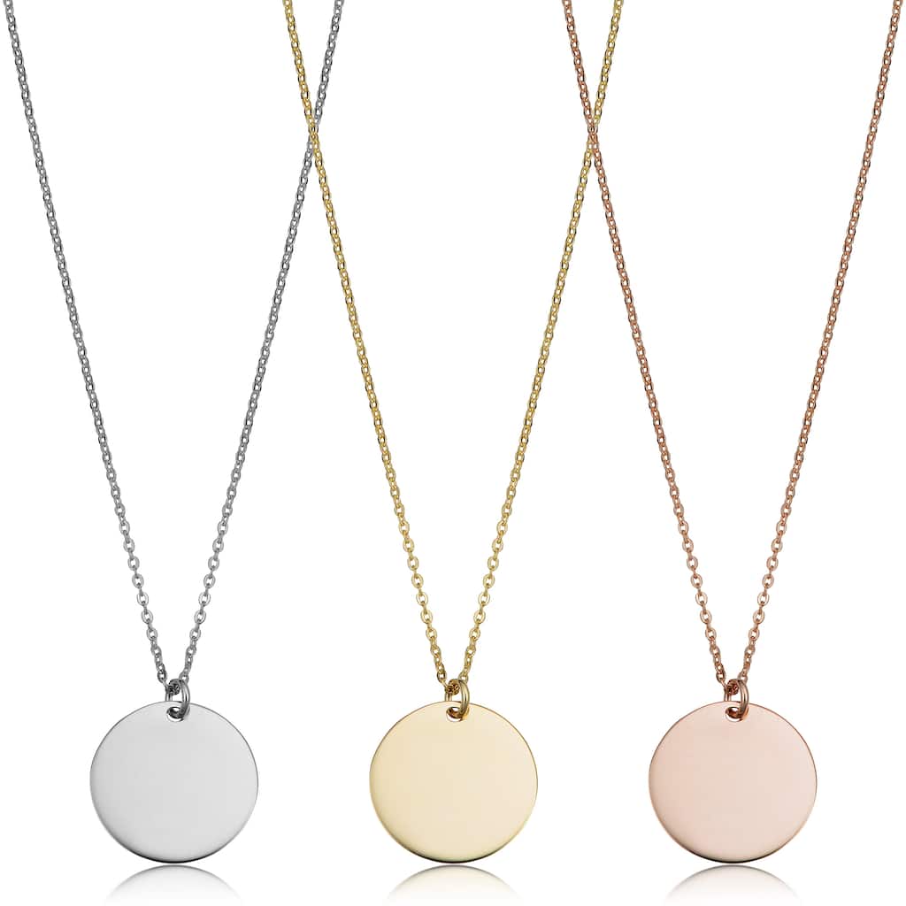 14k Gold High Polish Round Disc Adjustable Necklace (10 millimeters)