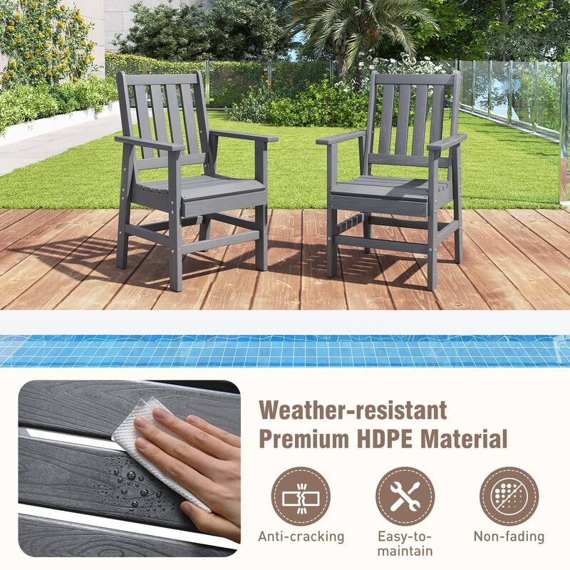 Gymax 6PCS Patio Dining Bench Set Outdoor HDPE Weather Resistant Table