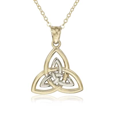 Curata 14k Two-tone Gold 18" Celtic Trinity Knot Pendant Necklace Necklace