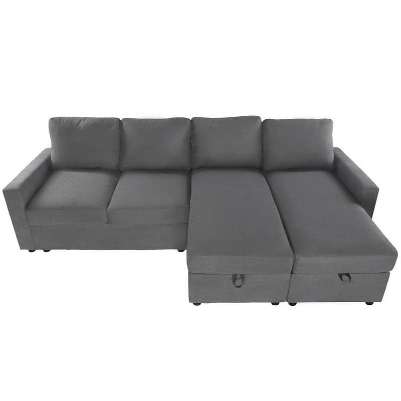 Roomfitters Convertible U-Shaped Sectional Sofa with 2 Storage Chaise Lounges and 4 USB Ports for Living Room