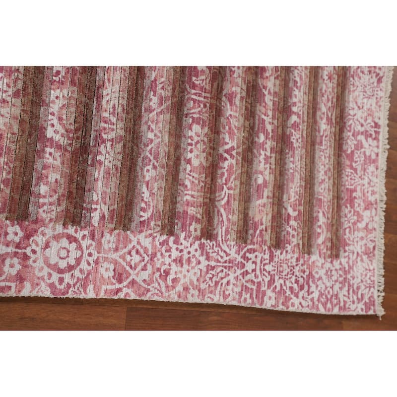 Striped Abstract Oriental Accent Rug Handmade Wool Carpet - 2'8"x 4'9"