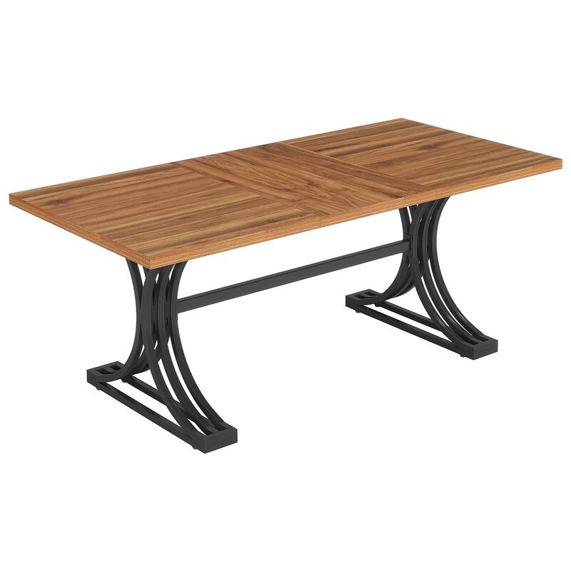 63" Rectangular Dining Table, Modern Kitchen Table with Faux Marble Top for Dining Room