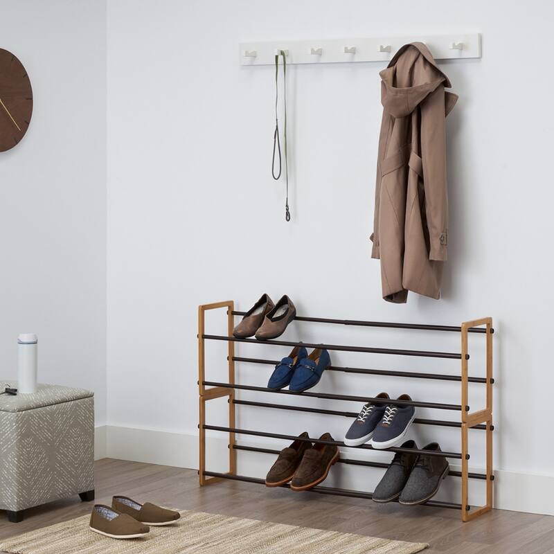 TRINITY BASICS® 2-Tier Expandable Shoe Rack, 2-Pack, Bamboo