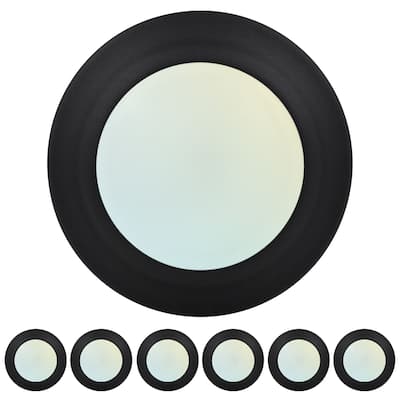 Luxrite 4 Inch LED Disk Lights, Dimmable Flush Mount Ceiling Light, 5CCT, 11W, 800LM, Damp Rated, ETL, Black (6 Pack)