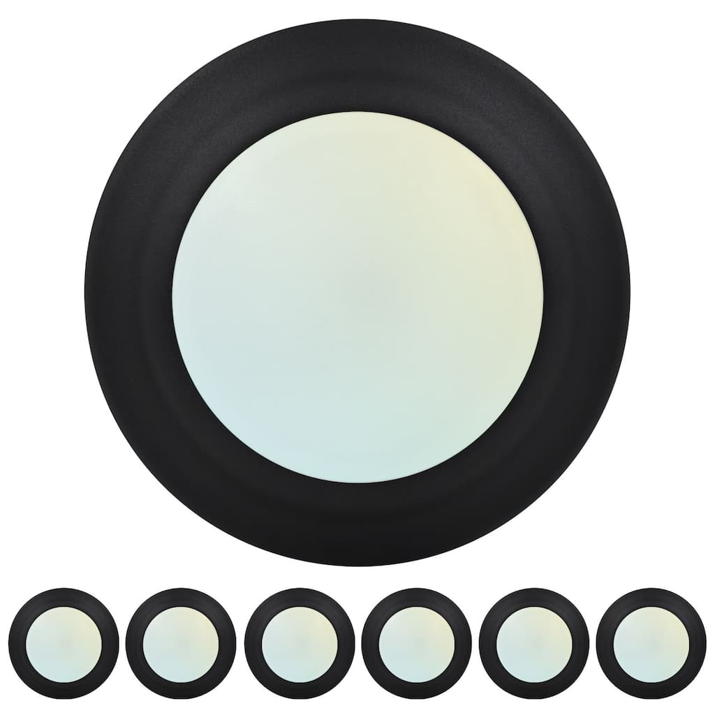 Luxrite 4 Inch LED Disk Lights, Dimmable Flush Mount Ceiling Light, 5CCT, 11W, 800LM, Damp Rated, ETL, Black (6 Pack)