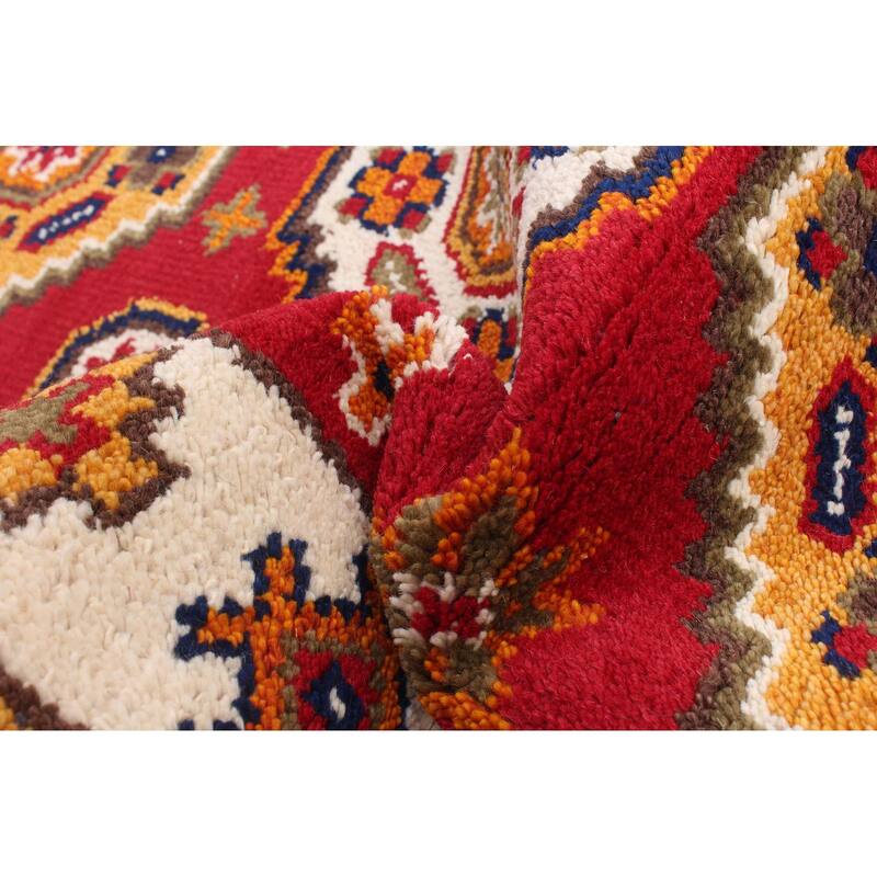 ECARPETGALLERY Hand-knotted Royal Kazak Red Wool Rug - 2'7 x 8'6