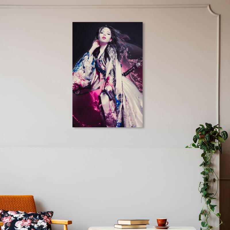 Wynwood Studio Canvas Fashion and Glam Flowered Glam Dress Purple and Dark Purple Glam Wall Art Canvas Print - 30 x 20