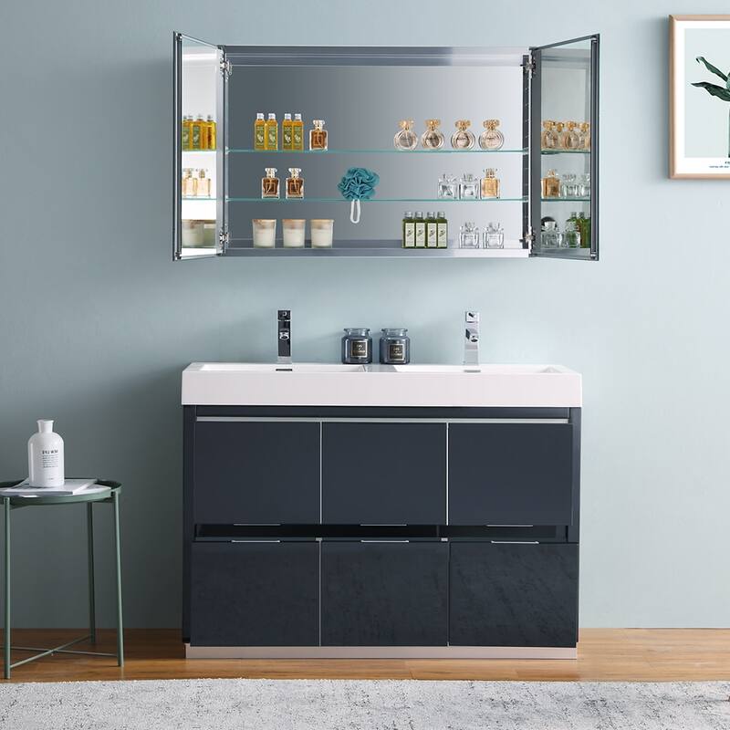 Fresca Senza 48" Double Vanity Set with Wood Cabinet and Acrylic