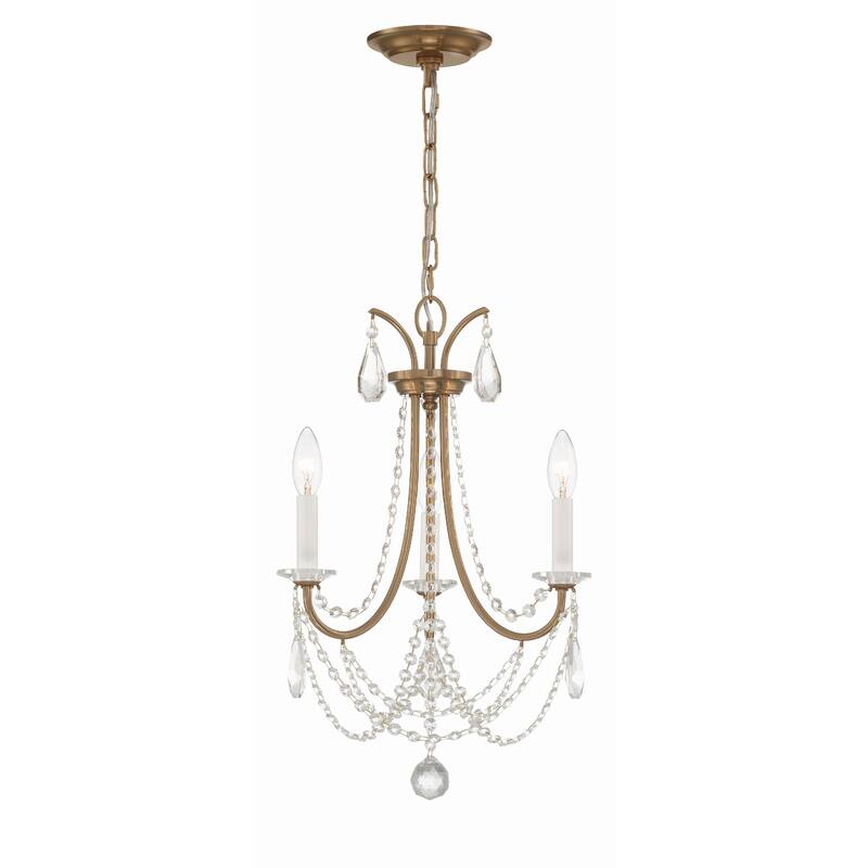Karrington 3 Light Aged Brass Mini Chandelier - 14"W x 21"H - 14"W x 21"H