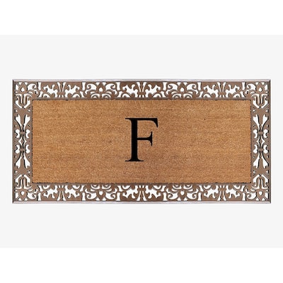 A1HC Natural Coir Monogrammed Door Mat For Front Door, 30"X60", Anti-Shed Treated Durable Doormat for Outdoor Entrance