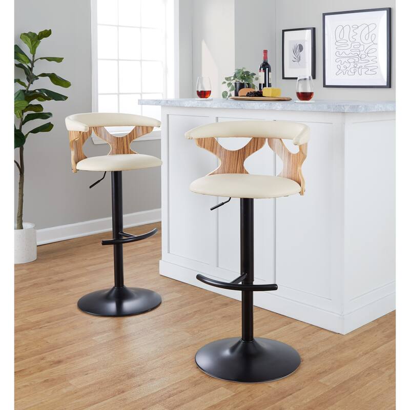 Carson Carrington Viby Adjustable Bar Stool with Rounded T Footrest (Set of 2)