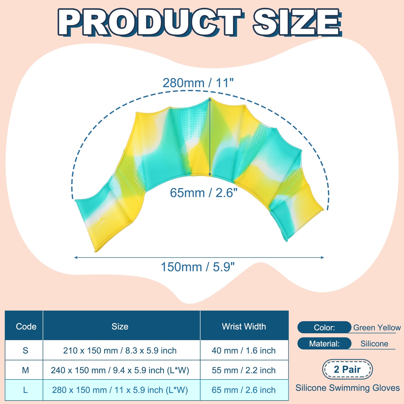 Silicone Swimming Gloves, Webbed Gloves for Swimming Half-Finger Frog Type Water Resistance Gear Swim Fins