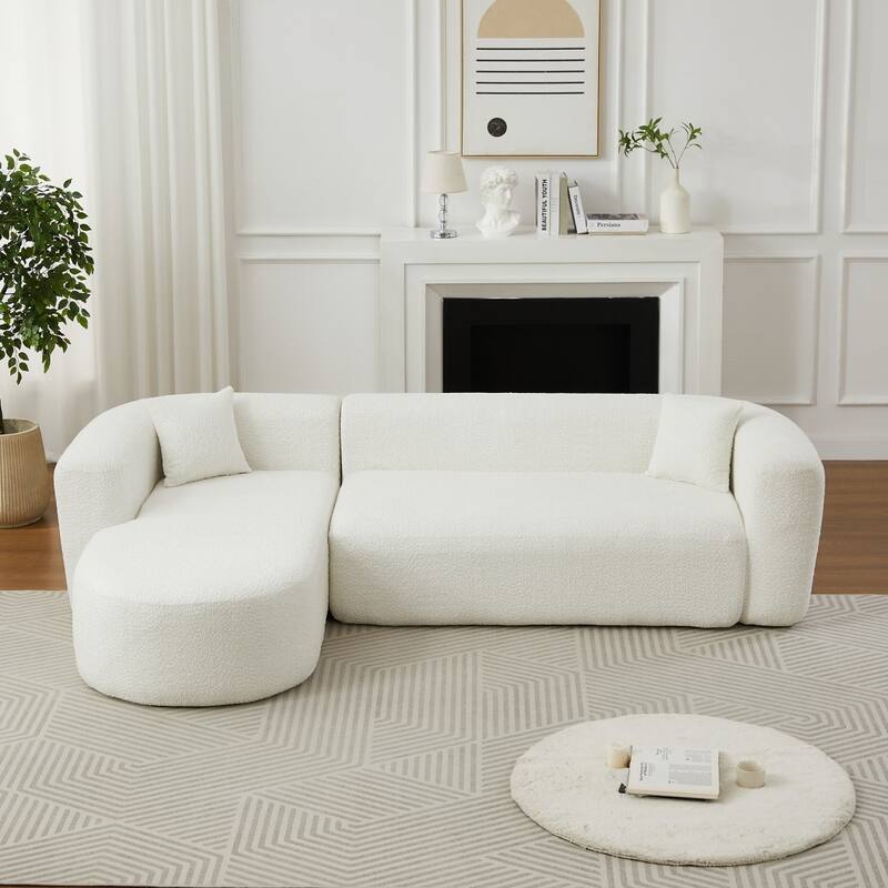 109.4" L-Shaped Chenille Boneless Sectional Sofa with Two Throw Pillows