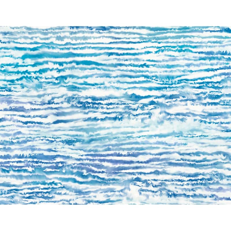 Seabrook Designs Watercolor Waves Unpasted Wallpaper - 27 in. W x 27 ft. L - French Navy and Aqua