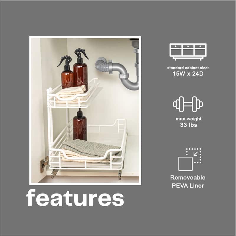 Household Essentials 2 Tier Sliding Cabinet Organizer