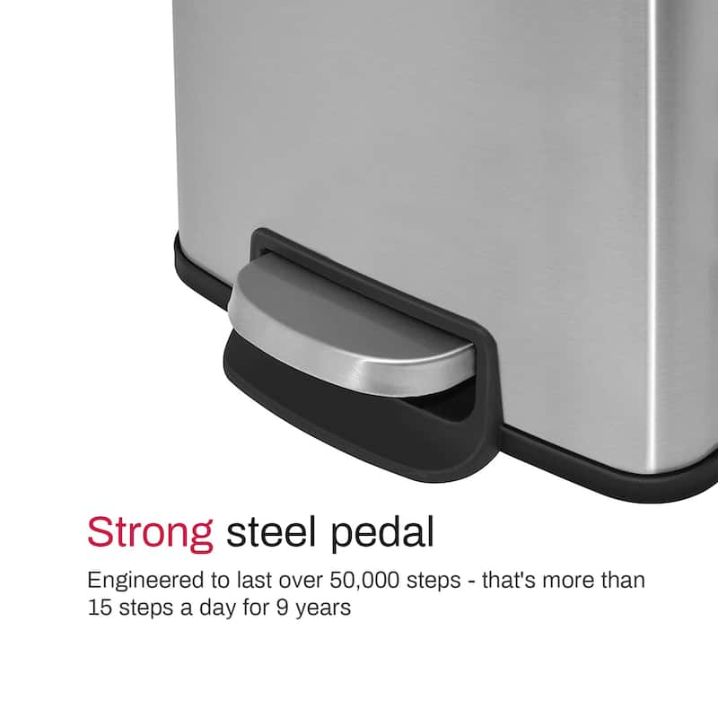 Innovaze 1.3 Gal./5 Liter Rectangular Stainless Steel Step-on Trash Can for Bathroom and Office