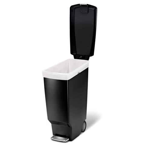 Black 10-Gallon Narrow Kitchen Trash Can with Easy Step-on Lid - Multi-Color