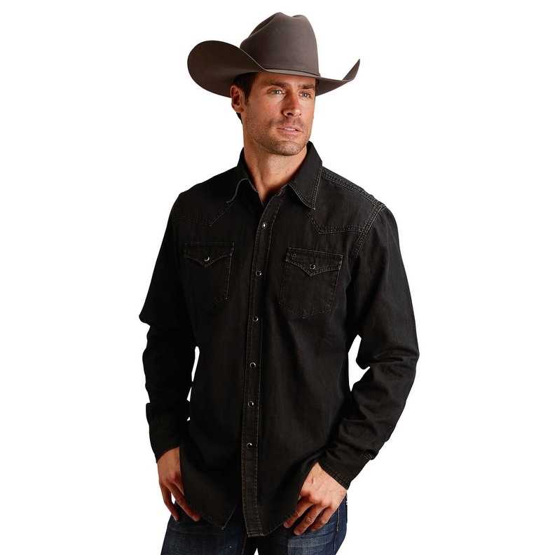 men's denim western shirt with snaps