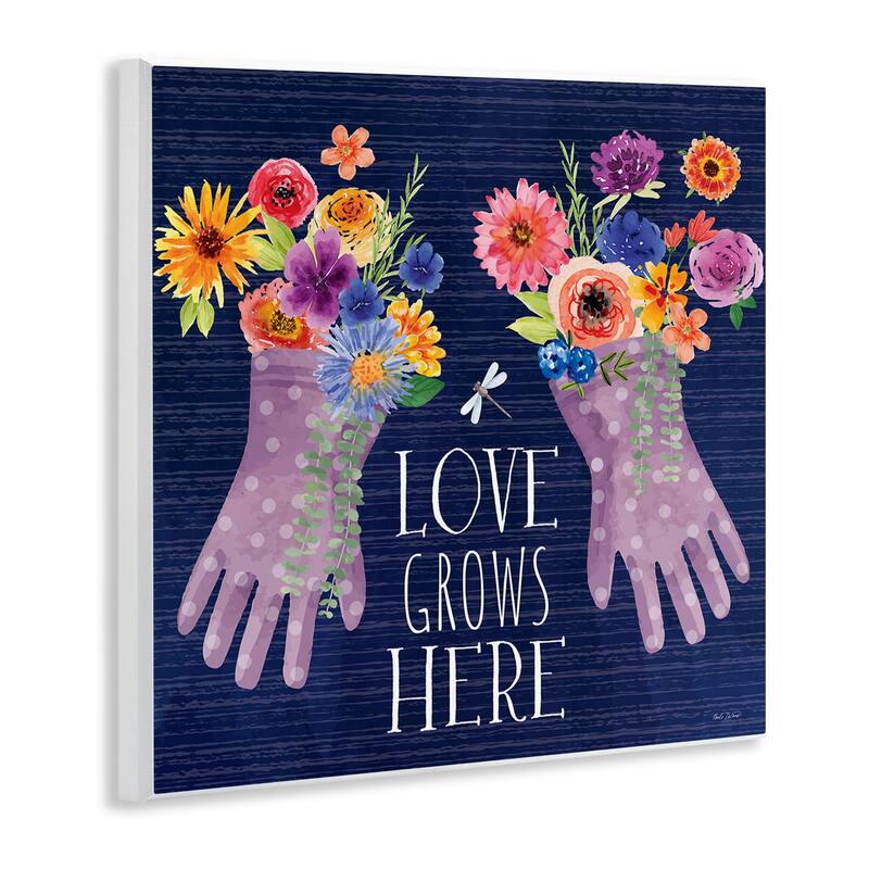 Stupell Love Grows Here Gardening Gloves Wall Plaque Art Design By Nicole DeCamp