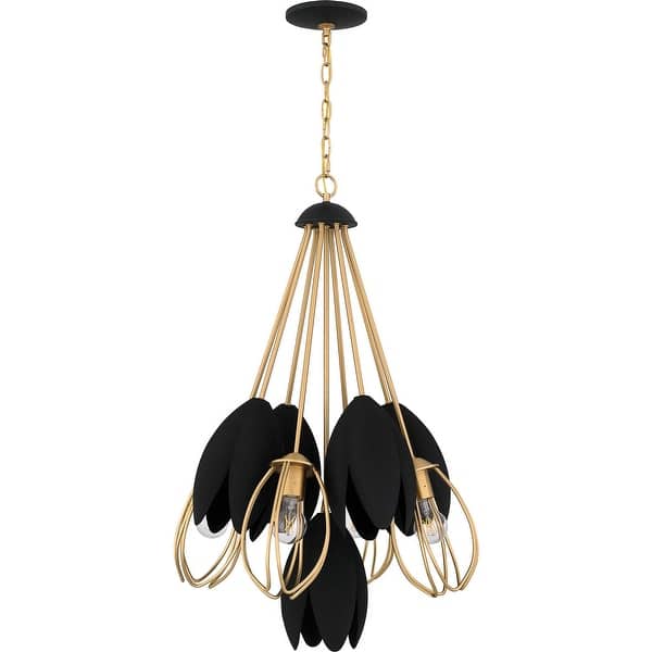slide 2 of 6, Quoizel Pendant Four Light Pendant Brushed Weathered Brass