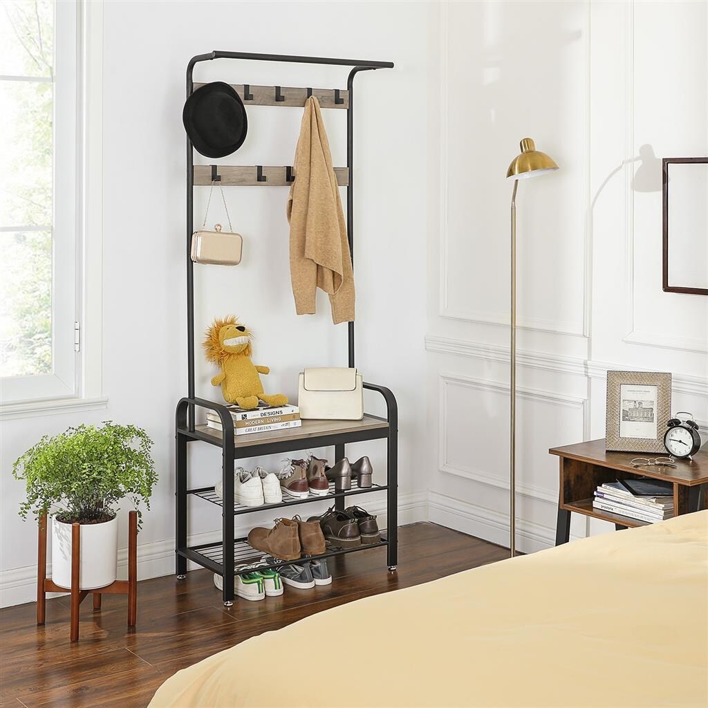 VASAGLE DAINTREE Coat Rack Shoe Bench Industrial Accent Furniture with Steel Frame On Sale Bed Bath Beyond 36930334