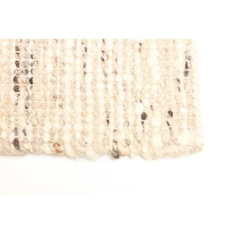 ECARPETGALLERY Braid weave Sienna Beige, Cream Wool Rug - 5'0 x 7'11