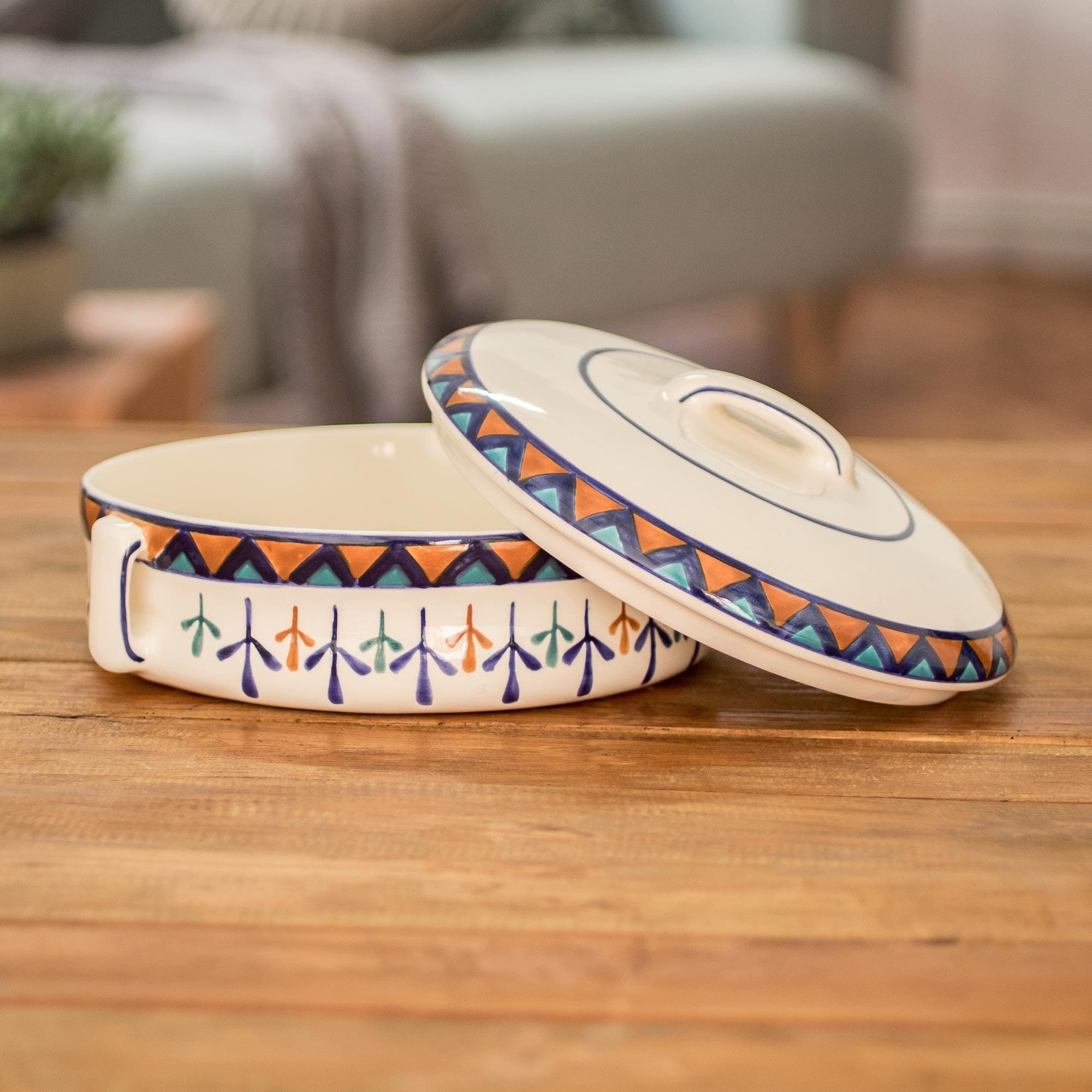 Novica Handmade Antigua Breeze Ceramic Covered Casserole Dish Bed Bath & Beyond 36958249