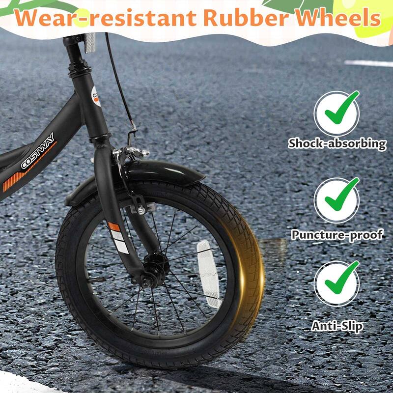 Costway 14" Kids Bike with Removable Training Wheels Adjustable Seat & - See Details