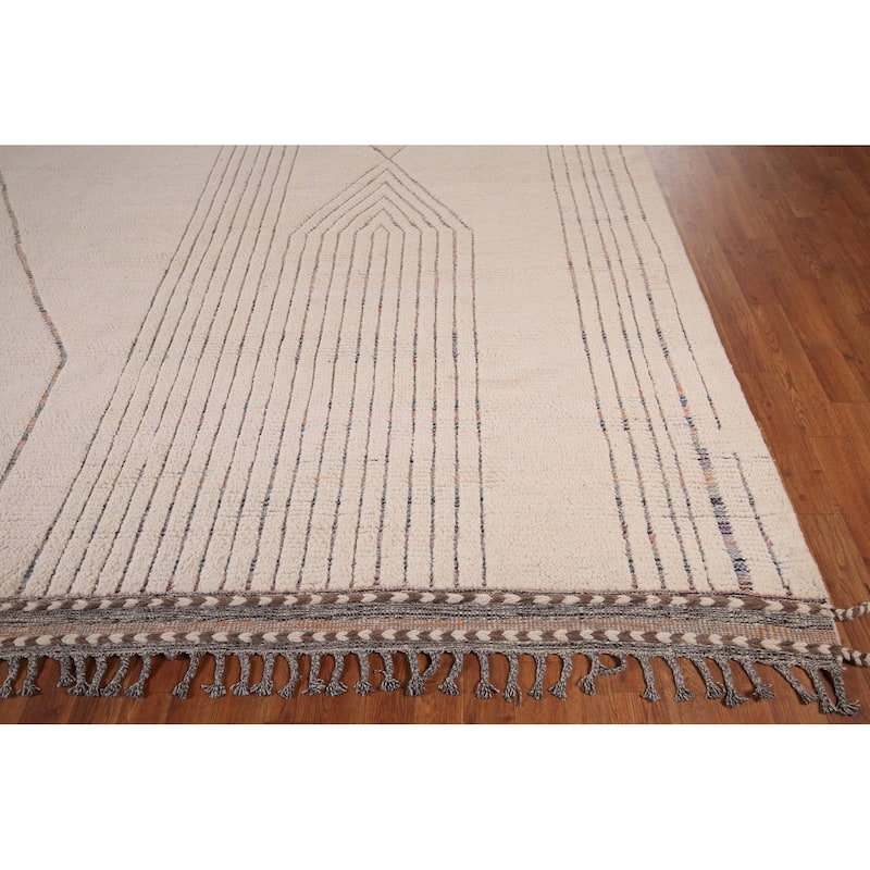 Earth Tone Moroccan Large Modern Area Rug Handmade Wool Carpet - 11'11"x 18'8"