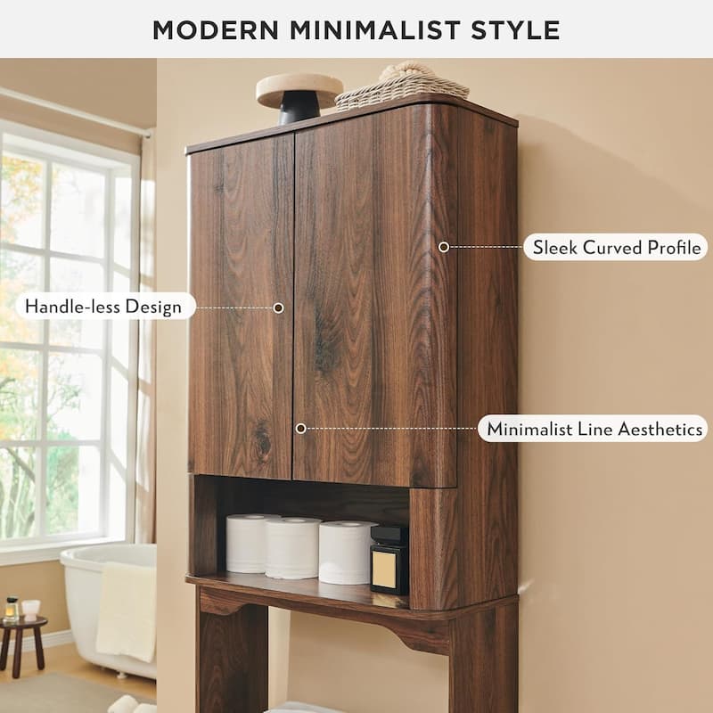 Modern Over The Toilet Storage Cabinet, Handle-Less Bathroom Cabinet - N/A