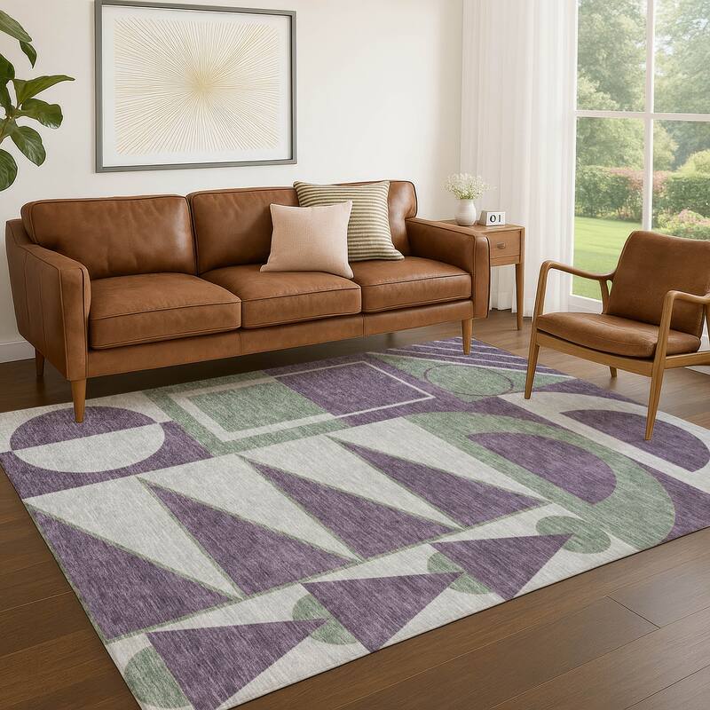 Machine Washable Indoor/ Outdoor Modern Crowley Chantille Rug
