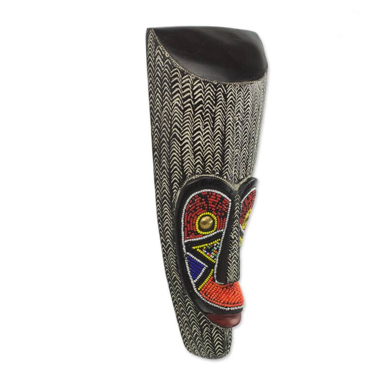 Novica Handmade Ngil Masquerade African Aluminum And Wood Mask