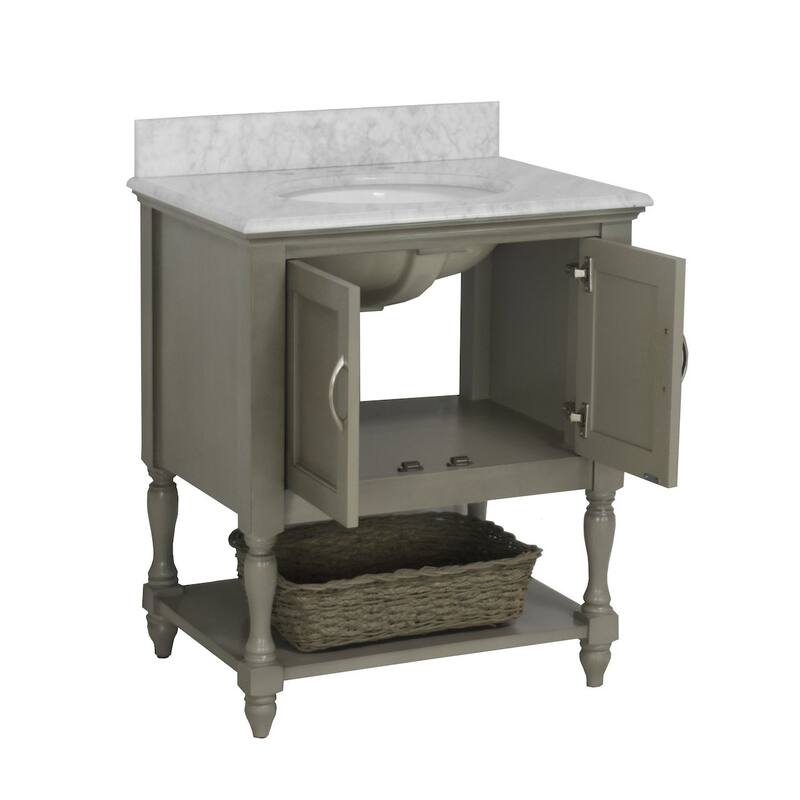 KitchenBathCollection Beverly 30" BathroomVanity w/ Carrara Marble Top