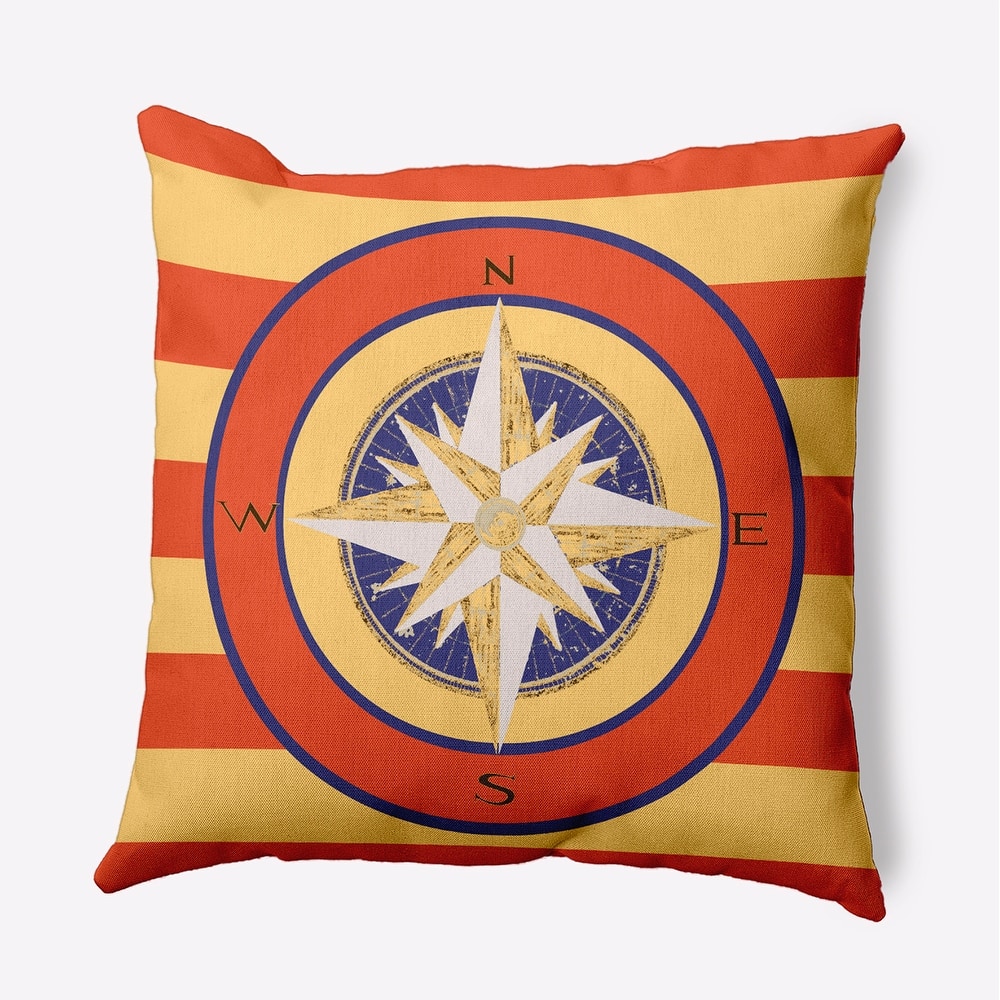 Compass on Stripes Indoor/Outdoor Throw Pillow
