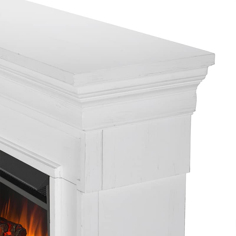 Emerson 56" Grand Electric Fireplace in Rustic White by Real Flame