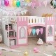 preview thumbnail 1 of 8, Elegant Twin Size Loft Bed with Storage Staircase and Window, Pink Pink