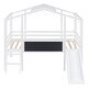 preview thumbnail 4 of 7, White Twin Size Loft House Bed with Slide, Blackboard, Light Strip, Ladder