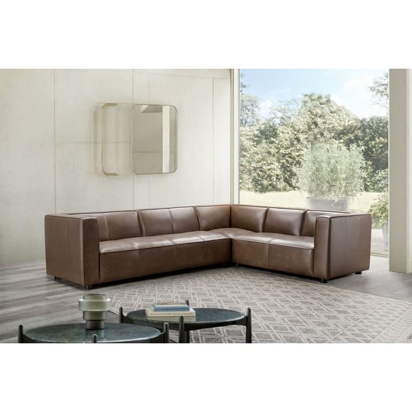 slide 1 of 20, Abbyson Otto Top Grain Leather Sectional