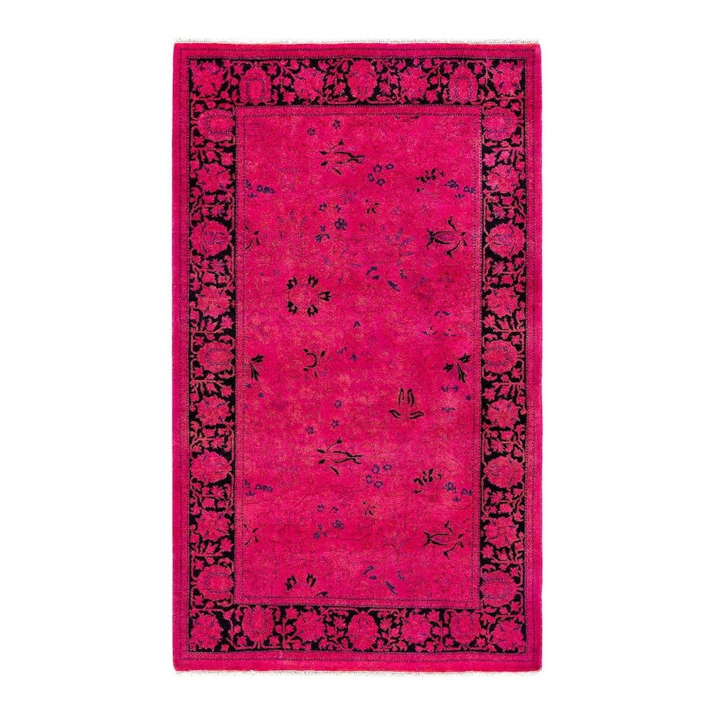 Contemporary Overdyed Wool Hand Knotted Area Rug - 3' 2" x 5' 5"