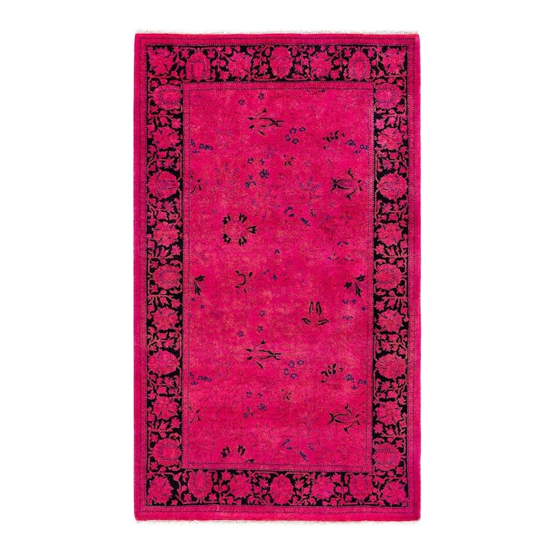 Contemporary Overdyed Wool Hand Knotted Area Rug - 3' 2" x 5' 5"