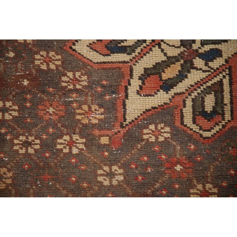 Hand Knotted Oriental 100% Wool Carpet Traditional Tribal Brown Bakhtiari Area Rug - 9' 10'' X 6' 2''