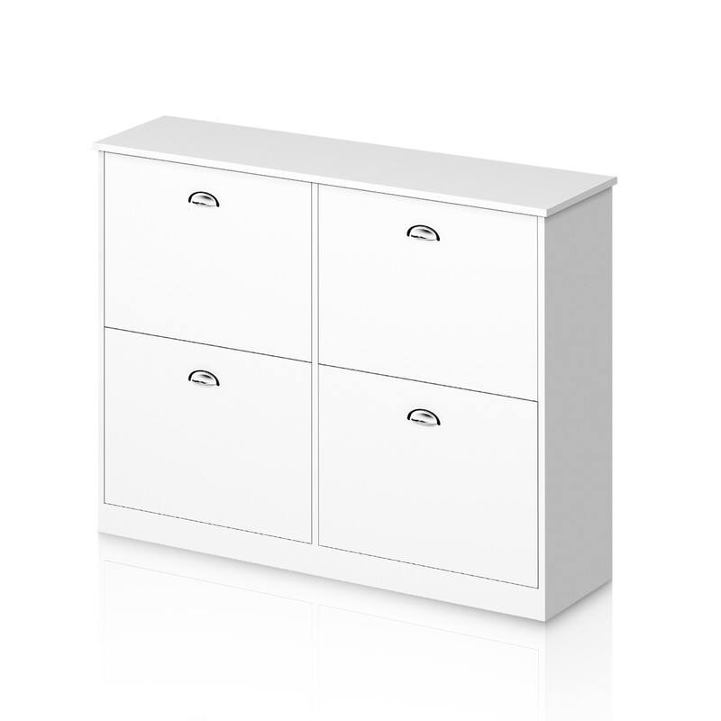 Slim 4 Drawer Shoe Cabinet,Space Saving Storage for Entryway, Hallway and Bedroom (Natural Wood)