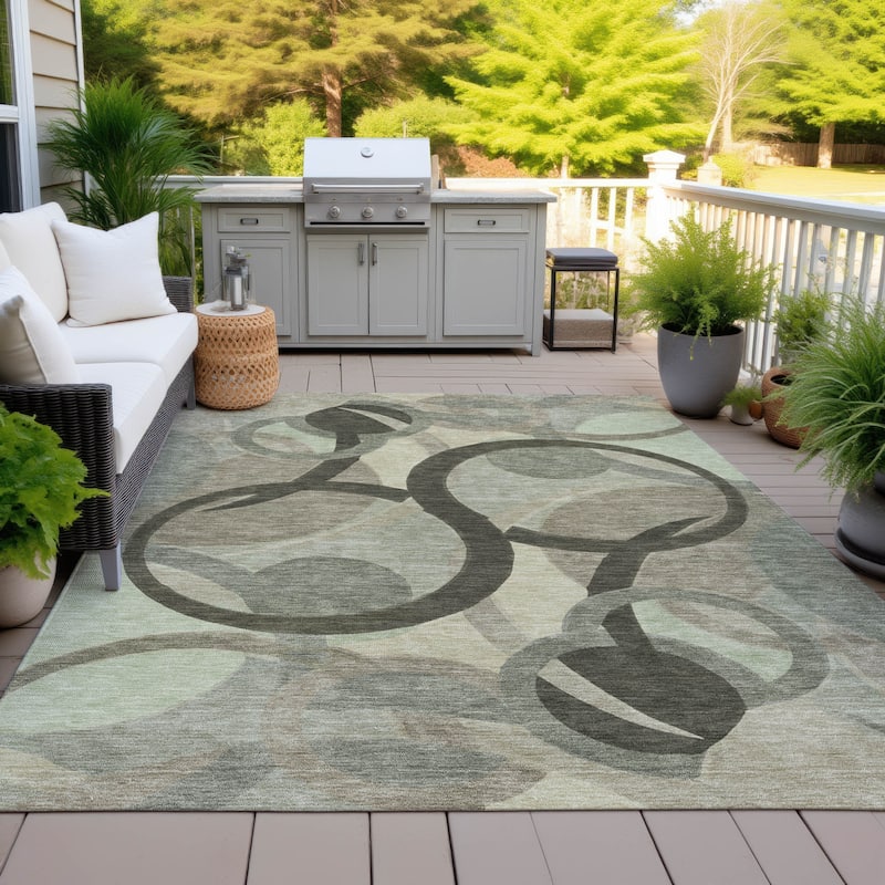 Machine Washable Indoor/Outdoor Contemporary Deco Chantille Rug - Brown - 8' x 10'