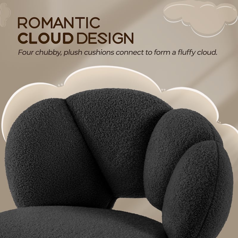Yaheetech Upholstered Desk Chair Rolling Computer Chair with Cloud-shaped Backrest
