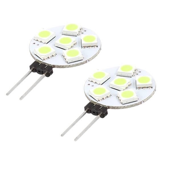 Unique Bargains 2 x DC12V G4 Side Pin Instrument 6 LED White Light Lamp