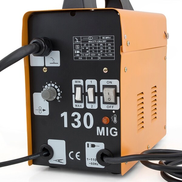 Yellow ARKSEN MIG130 Welding Machine Gas Less Flux Core Wire DIY Home Welder Automatic Feeding